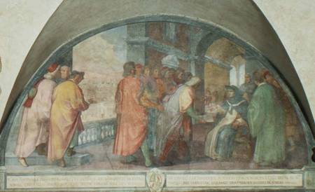 St. Antoninus Founds the Company of Good Men at San Martino, lunette a Michelangelo Cinganelli
