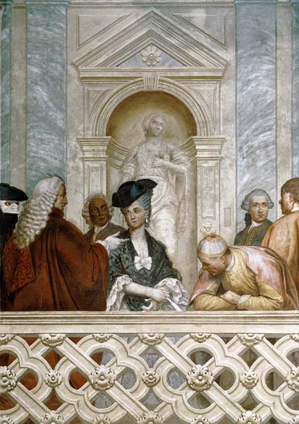 Group of seven notaries including one ecclesiastical figure a Michelangelo Morlaiter