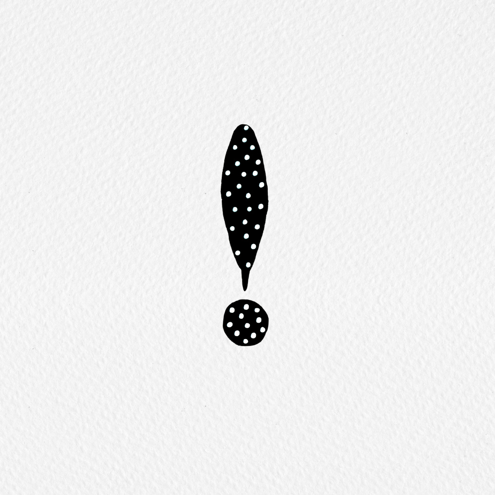 Exclamation Mark Black Polka Dots a Michele Channell