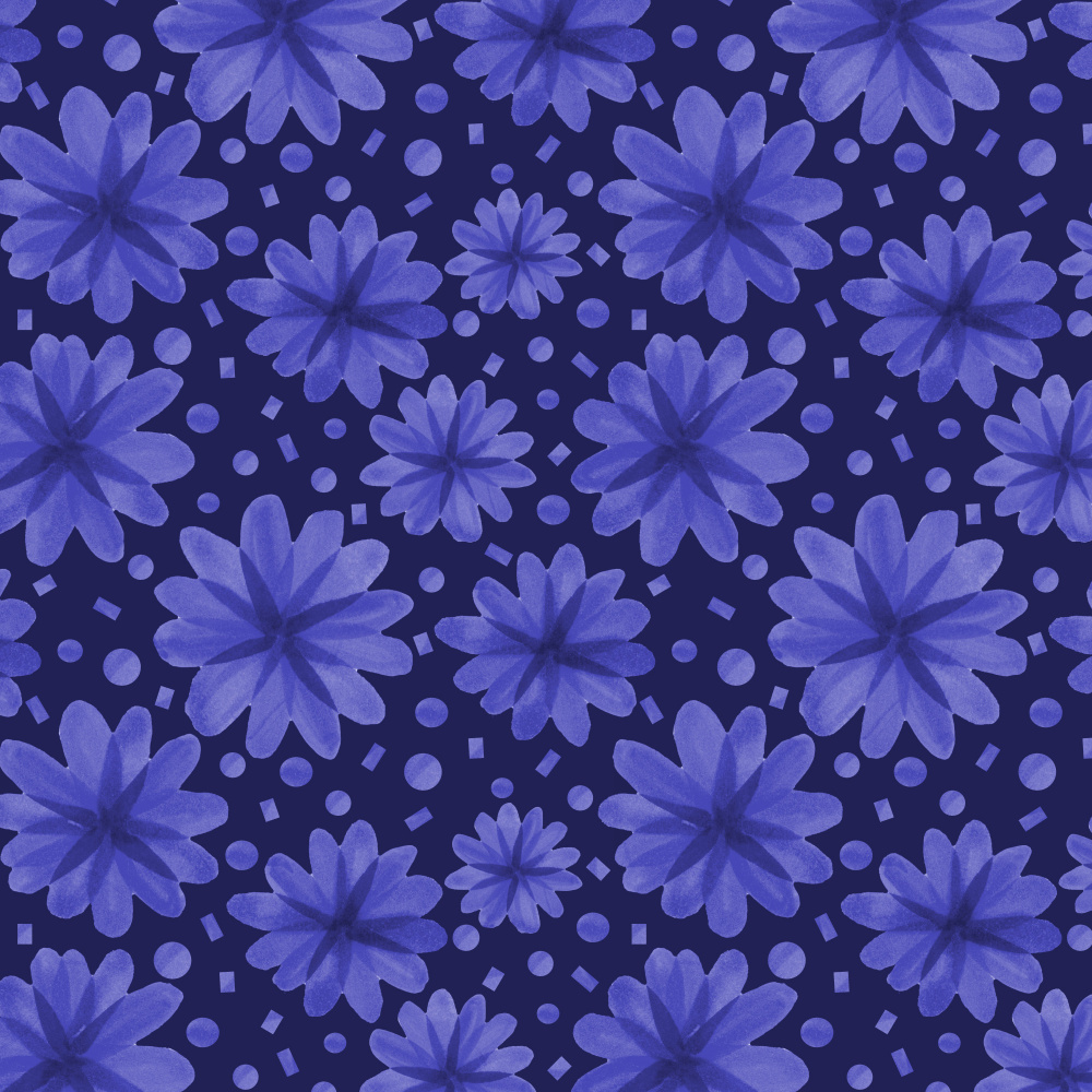 Floral Botanicals Navy On Blue a Michele Channell