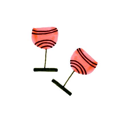 Wine Glasses Pair Coral