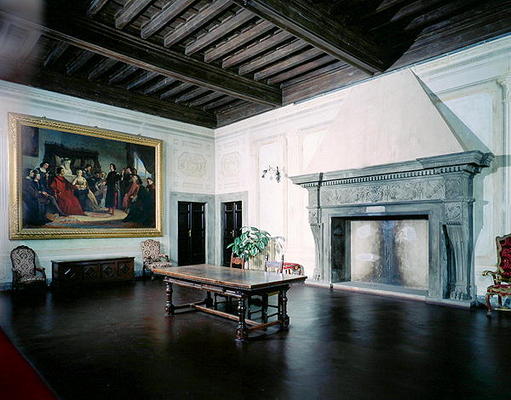 Interior with Fifteenth Century Fireplace, Villa Medicea di Careggi (photo) a Michelozzo  di Bartolommeo