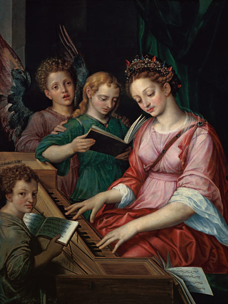 St. Cecilia Accompanied by Three Angels a Michiel I Coxie