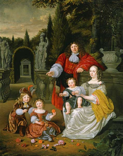 A Family Group on a Terrace a Michiel van Musscher