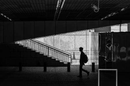 In the underpass