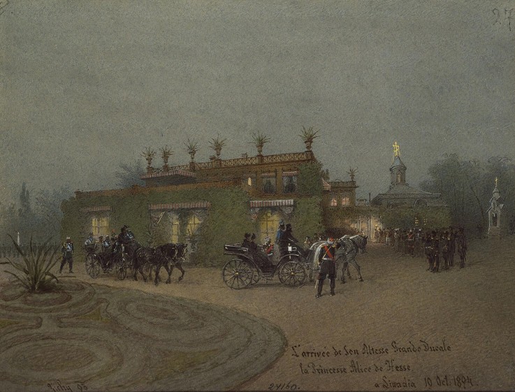 Arrival of Alice, Princess of Hesse, to Livadia on 10 October 1894 a Mihaly von Zichy