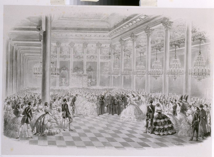 Ball in the Hall of the Russian Assembly of Nobility on the occasion of the coronation of Emperor Al a Mihaly von Zichy