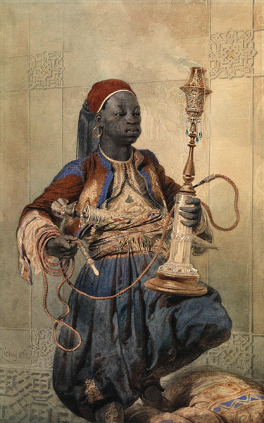 Nubian with a Waterpipe a Mihaly von Zichy