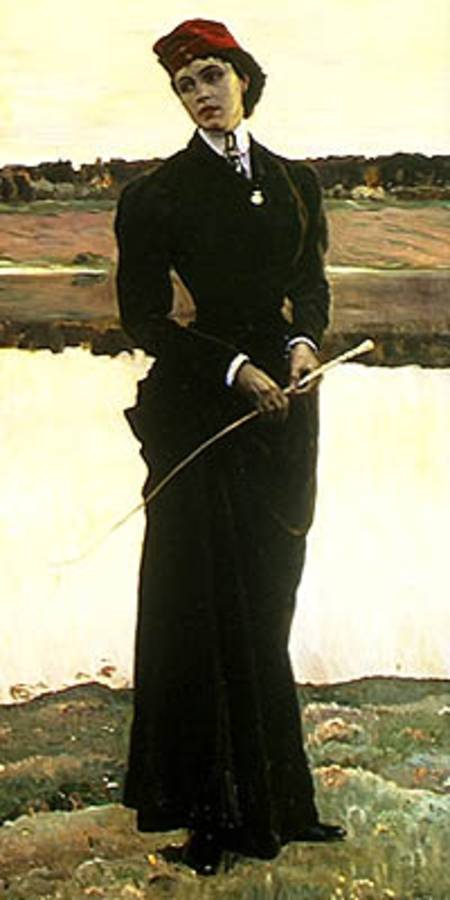 Portrait of Olga Nesterova or, Woman in a Riding Habit a Mikhail Vasilievich Nesterov