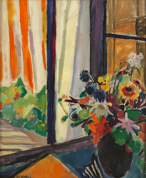 Flowers before a window, c a Mildred Bendall