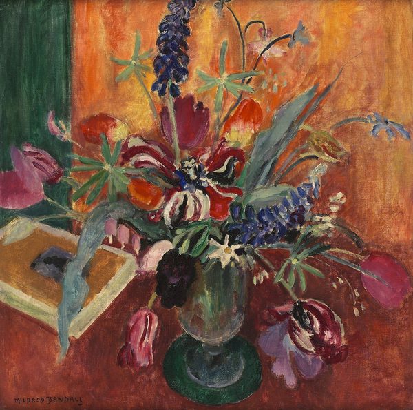 Lupins and tulips, c a Mildred Bendall