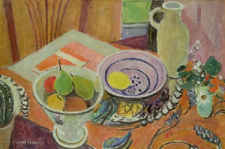 Pottery and Fruit on a Table