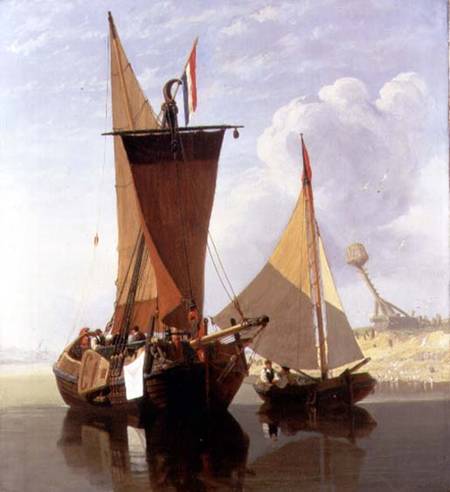 Boats on the Medway a Miles Edmund Cotman