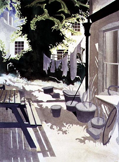 Back-Garden Washing Line, 1992 (w/c on paper)  a Miles  Thistlethwaite