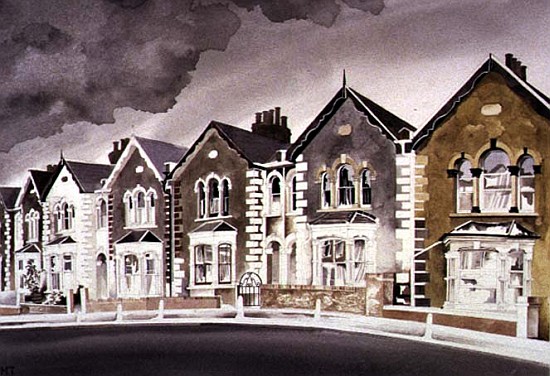 Bargeboard Houses on a Gloomy Day, 1997 (w/c on paper)  a Miles  Thistlethwaite