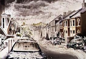 Sudden Downpour in NW5 District, 1998 (w/c on paper) 
