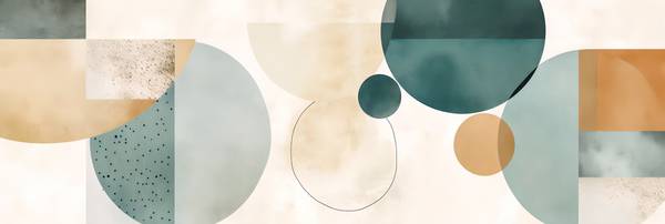 Abstrakte Kreise in verschiedenen Farben, organische Formen, glatte Linien, ruhige Aquarelle, sanfte a Miro May