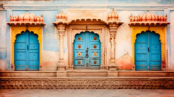 Blaue Türen in Indien. Farben und Architektur Asiens a Miro May