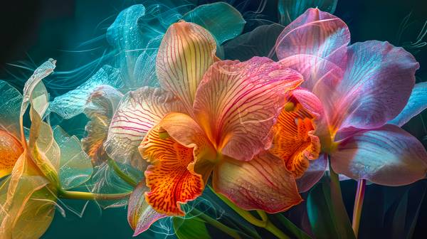 Leuchtend bunte Orchideen in futuristischen Look a Miro May