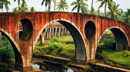 Alte Brücke in Indien. Architektur und Natur in Asien.