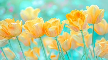 Gelbe Tulpen auf blau