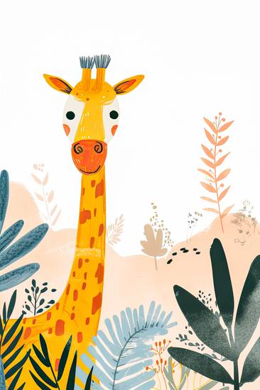 Safari in Afrika, Giraffen im Busch. Kinderzimmer Poster