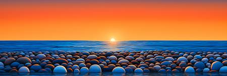 Sonnenuntergang am Meer, Abstrakte, geometrische Landschaft