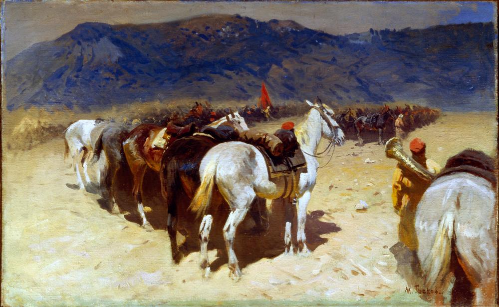 Die Rast der Kavallerie (29. Kavallerie-Regiment in Buchara a Mitrofan Borisovic Grekow