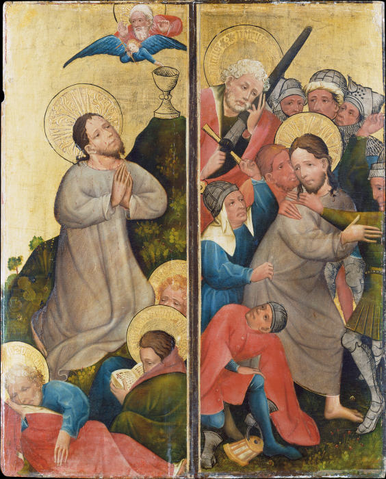 Agony in the Garden and Arrest of Christ a Mittelrheinischer Meister um 1420