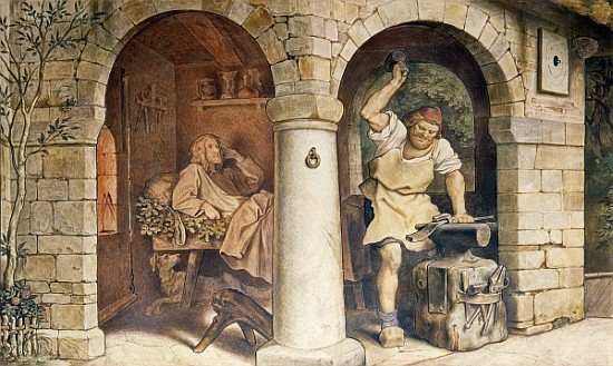 The Blacksmith of Ruhla, c.1854 (detail) (see also 311146) a Moritz von Schwind