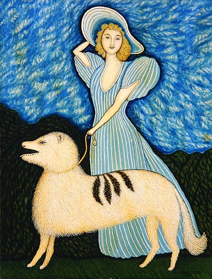 Girl with Dog a Morris Hirshfield