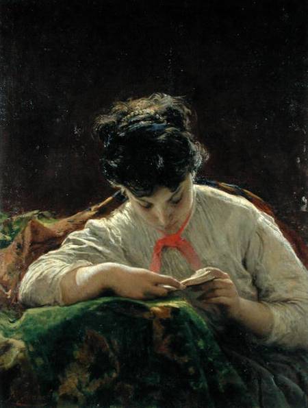 Young Woman Reading a Mose Bianchi
