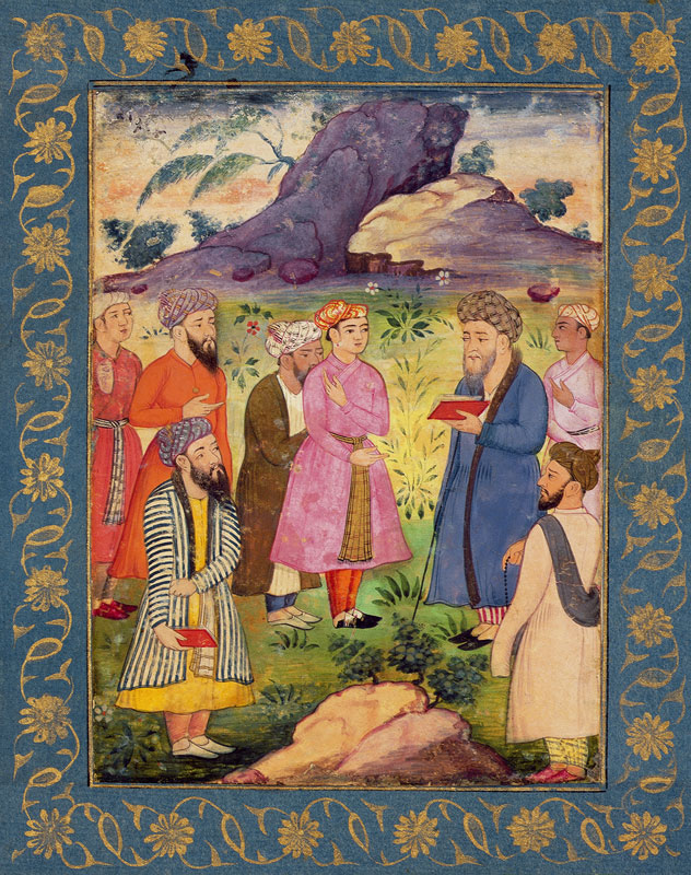 A noble youth with attendants in a landscape, from the Large Clive Album a Mughal School
