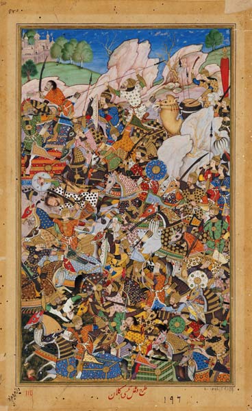 Battle of Bundi, from the Akbarnama a Mughal School