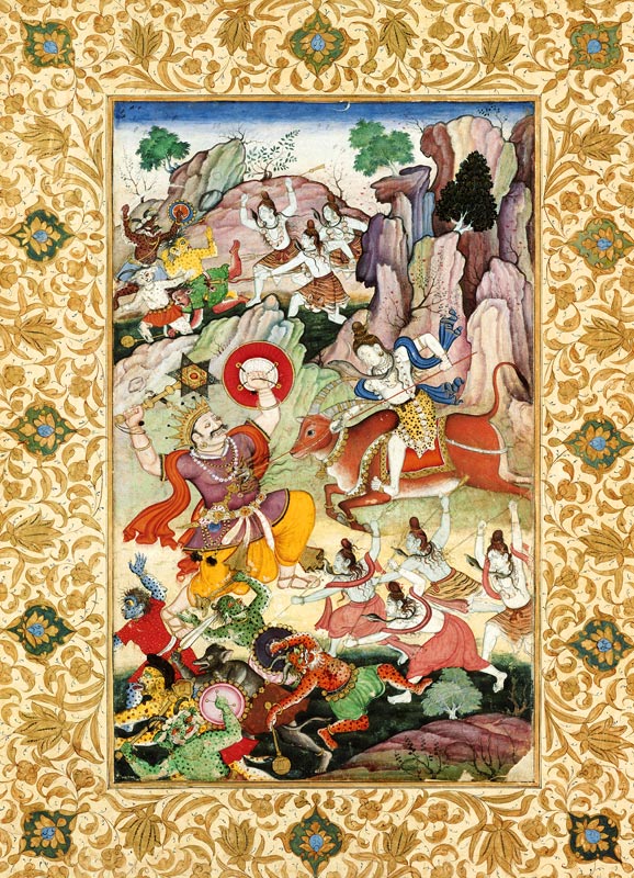 Shiva killing the Demon Andhaka a Mughal School