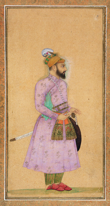 Standing figure of a Mughal prince, from the Small Clive Album a Mughal School