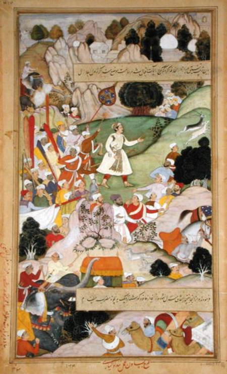Emperor Akbar's pilgrimage to Ajmir to give thanks for the birth of Prince Mirza Salim in 1569, from a Mughal School