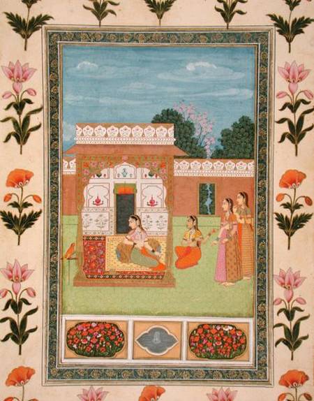 Ladies by a pavilion, from the Small Clive Album a Mughal School