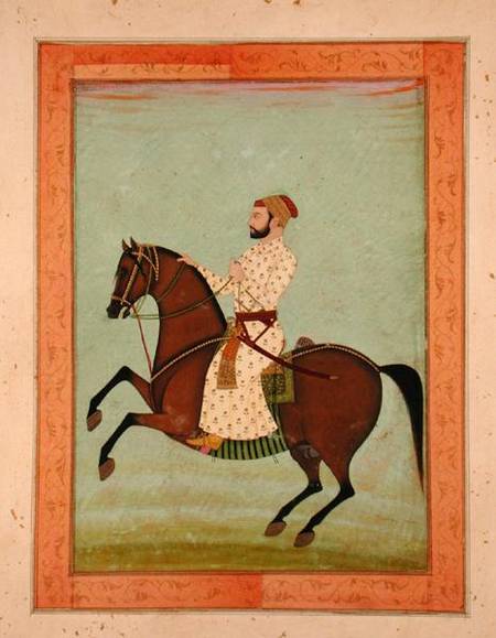 A Mughal Noble on Horseback, from the Large Clive Album a Mughal School
