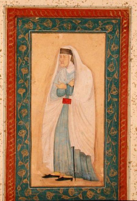 An old woman in Westernised dress, from the Large Clive Album a Mughal School