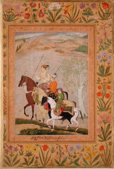 Three Princes Going Hunting a Mughal School