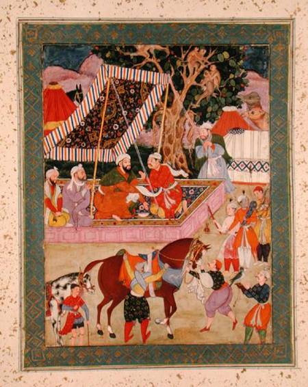 Scene during a Hawking Expedition, from the Large Clive Album a Mughal School