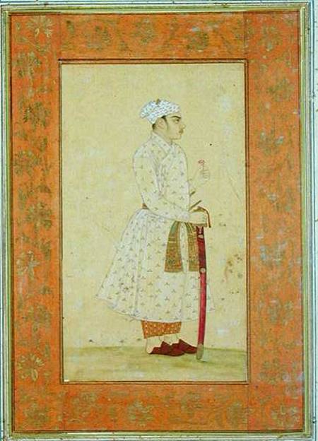 A young nobleman of the Mughal court, from the Large Clive Album  drawing with w/c on a Mughal School