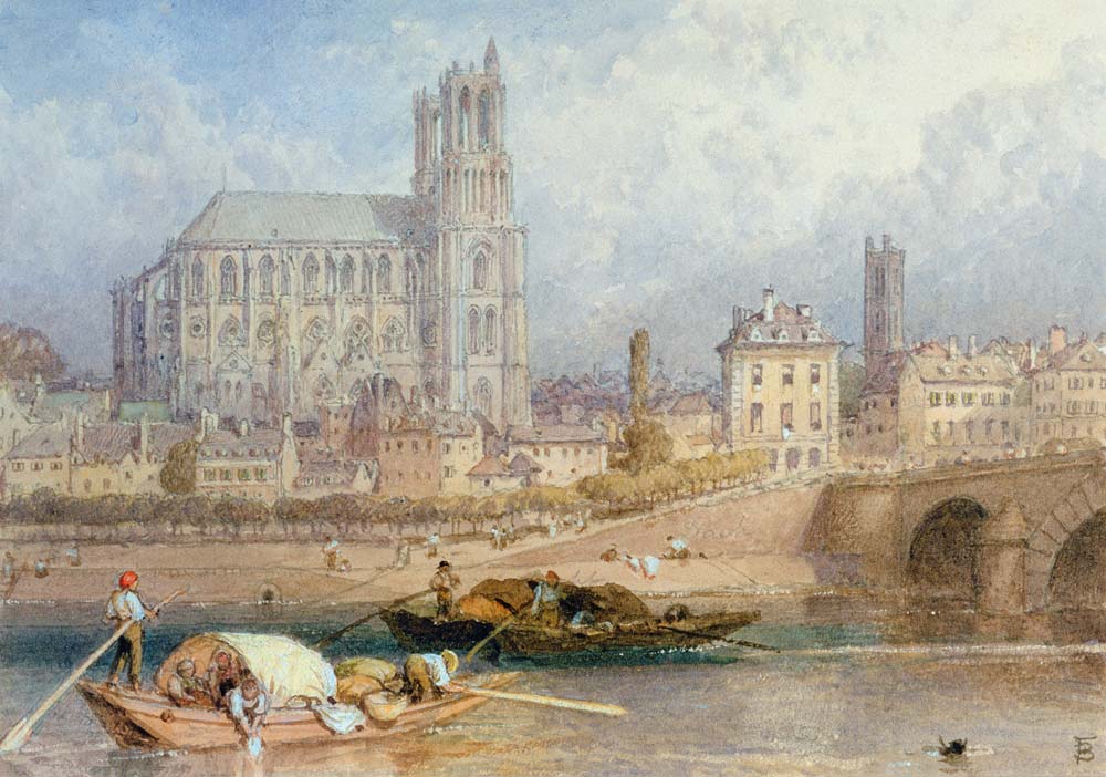 Nantes Cathedral from the River a Myles Birket Foster