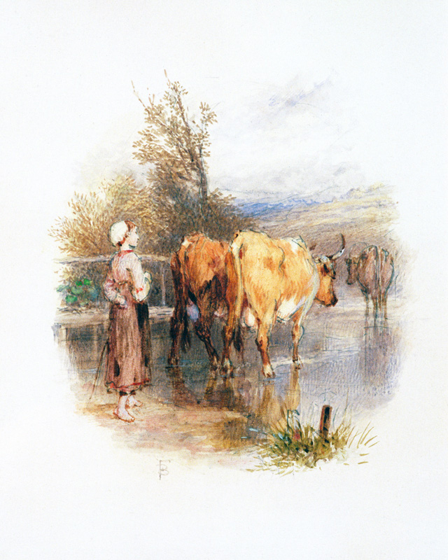 The Young Cowherd a Myles Birket Foster