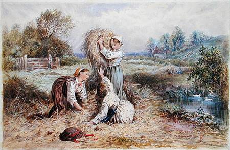 Children playing in a meadow a Myles Birket Foster