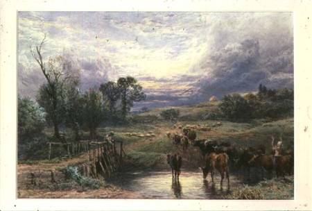 Landscape with Cattle and Bridge a Myles Birket Foster