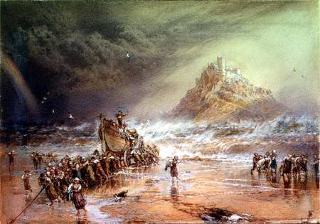 The Return of the Life Boat with St. Michael's Mount in the Distance a Myles Birket Foster