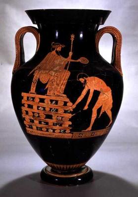 Attic red-figure belly amphora depicting Croesus on his Pyre, from Vulci, c.500-490 BC (pottery) a Myson