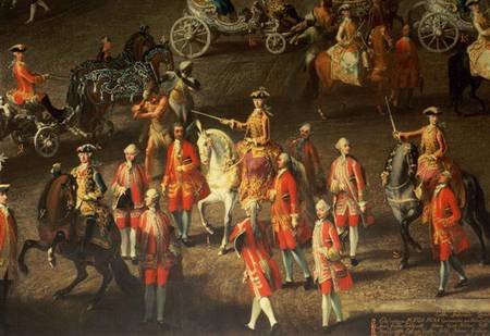 A Cavalcade in the Winter Riding School of the Vienna Hof to celebrate the defeat of the French army a Scuola di Mytens